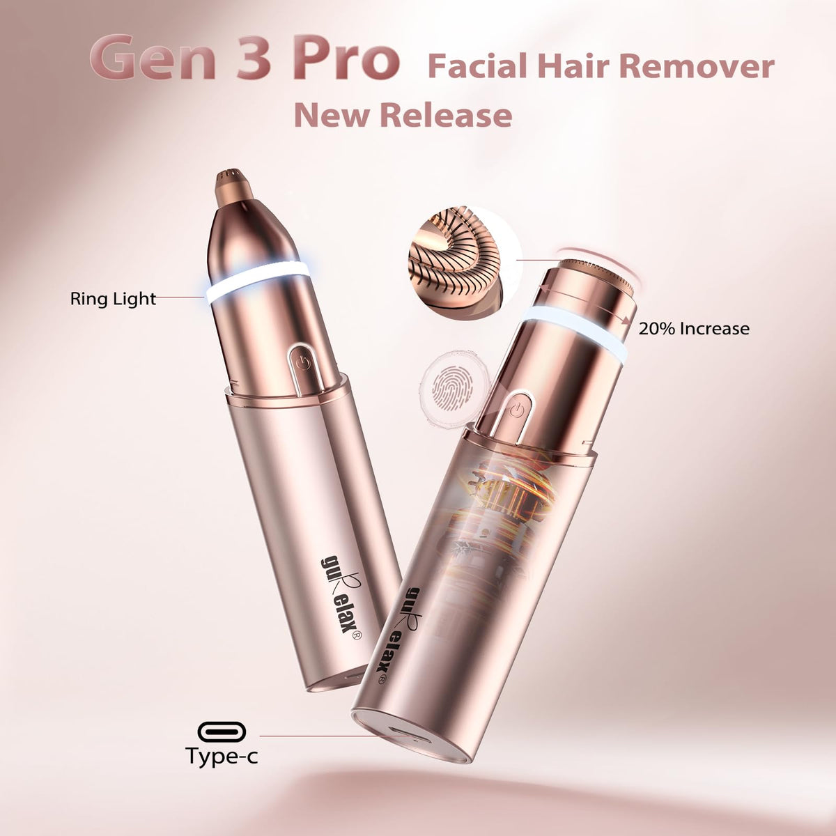 2-in-1 Electric Facial Hair Removal & Eyebrow Shaver with Mirror Light B83731