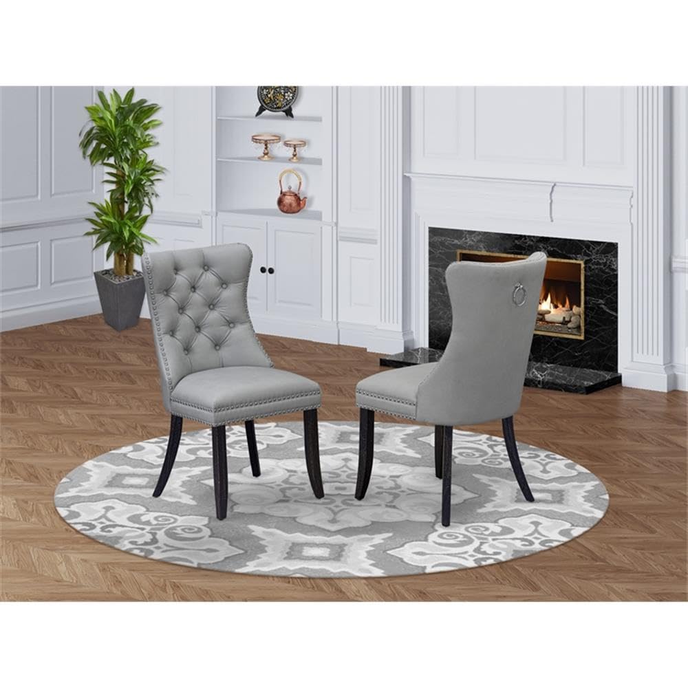 Sand Blasted Black Acacia Wood Dining Chair Set of 2 K7410