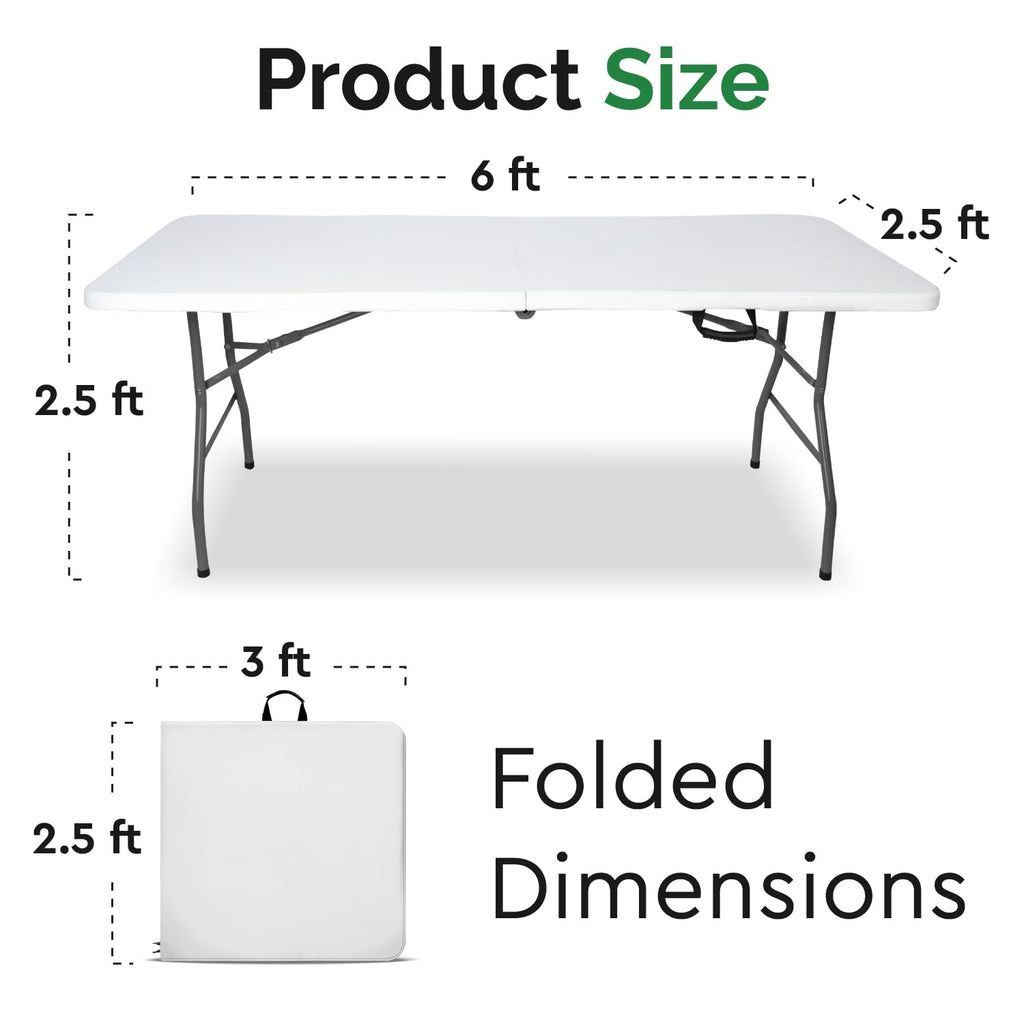 White 6ft Folding Table with Handle V733427