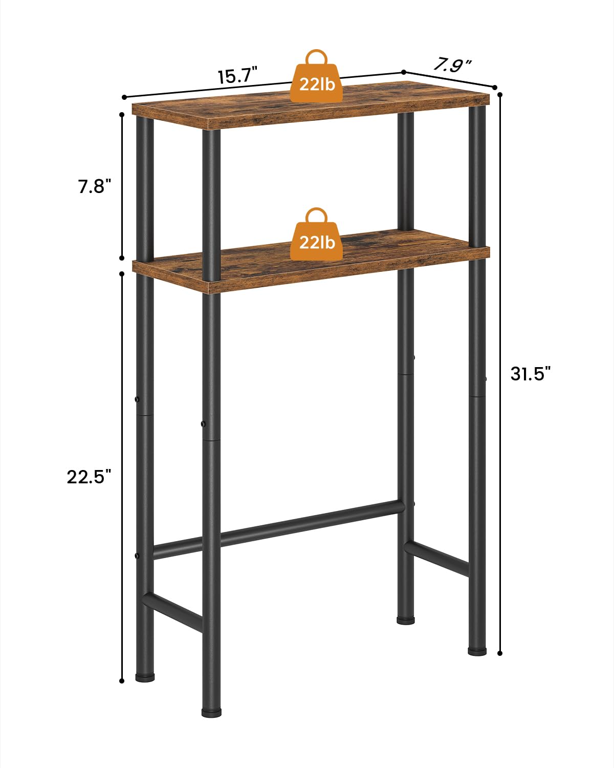Narrow 15.7" 2-Tier Console Table G52738