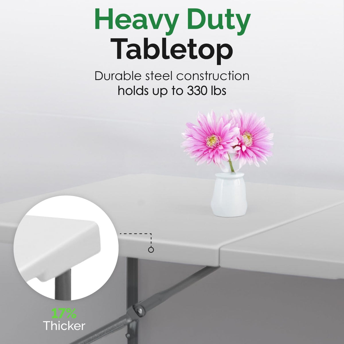 White 6ft Folding Table with Handle V733427