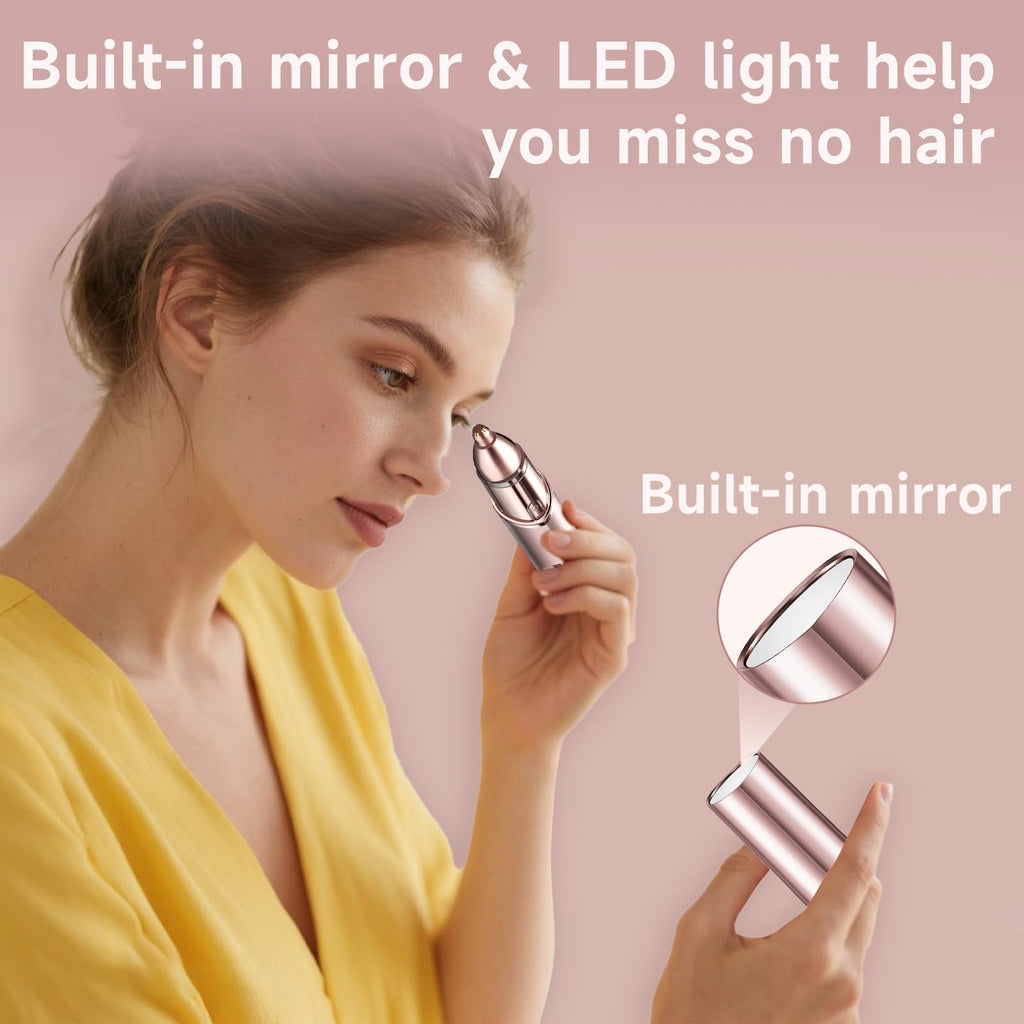 2-in-1 Electric Facial Hair Removal & Eyebrow Shaver with Mirror Light B83731