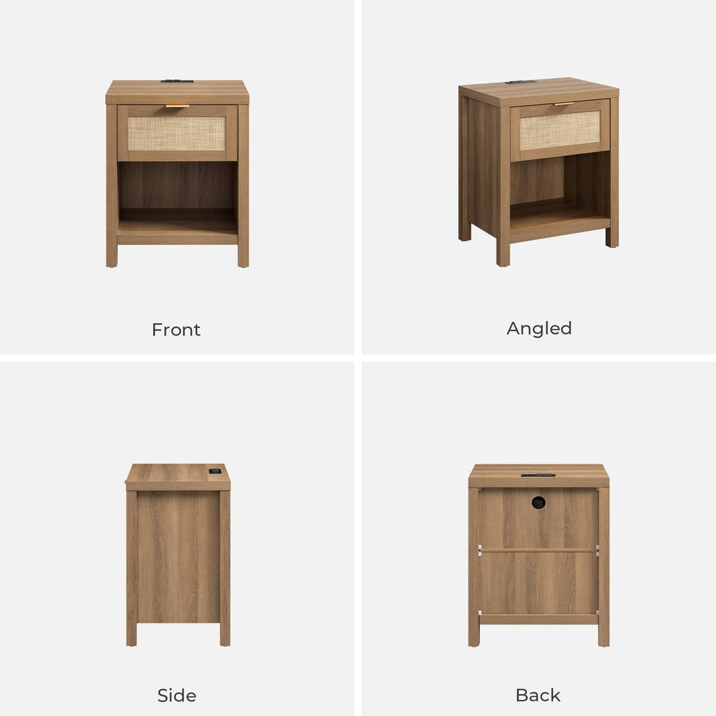 Rattan Night Stand with Charging Station X47124