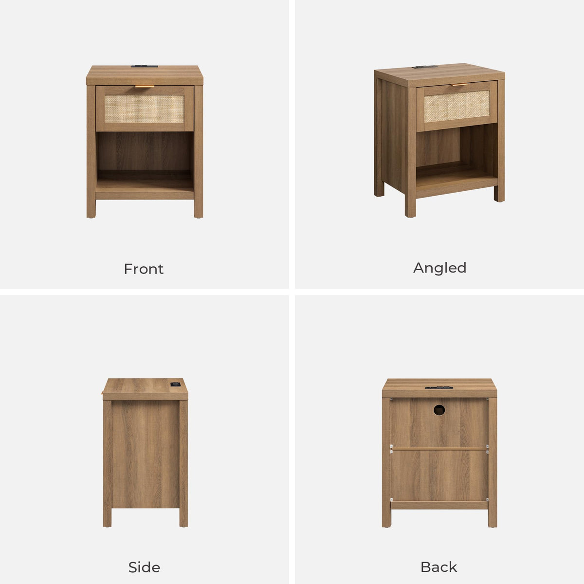 Rattan Night Stand with Charging Station X47124