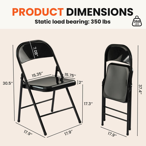 10 Pack Black Metal Folding Chairs K906766