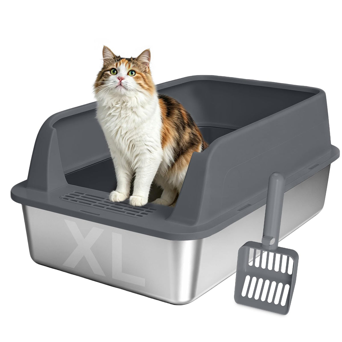 XL Stainless Steel Litter Box with Lid W661271