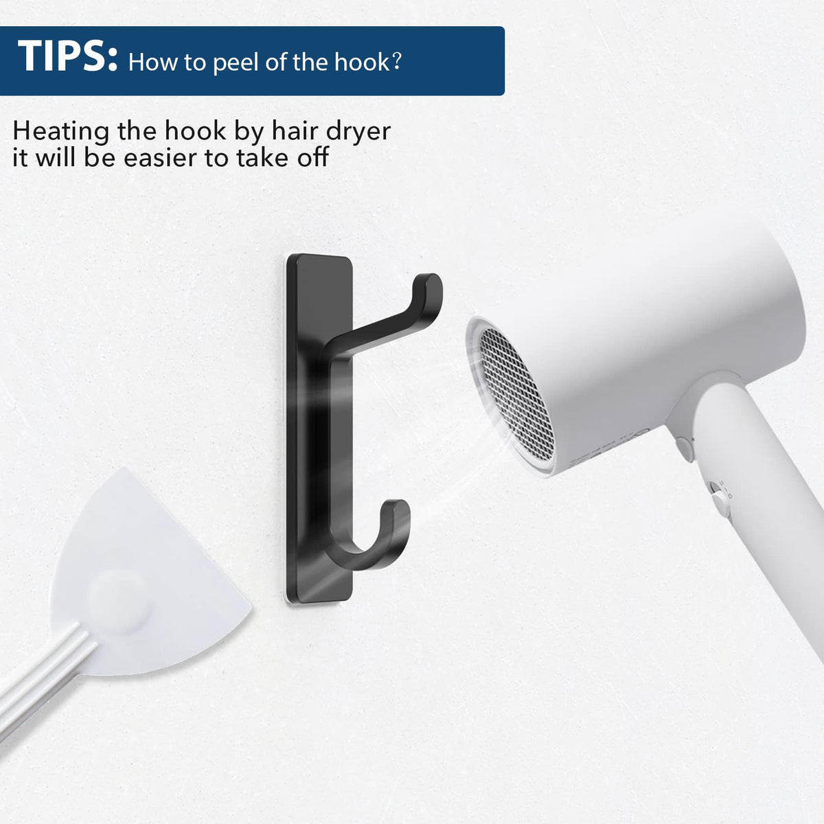 Black 4 Pack Stick-on Hooks Y755