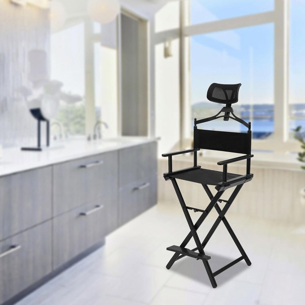Extra Tall Foldable Makeup Artist Stool Chair with Head Rest T7587