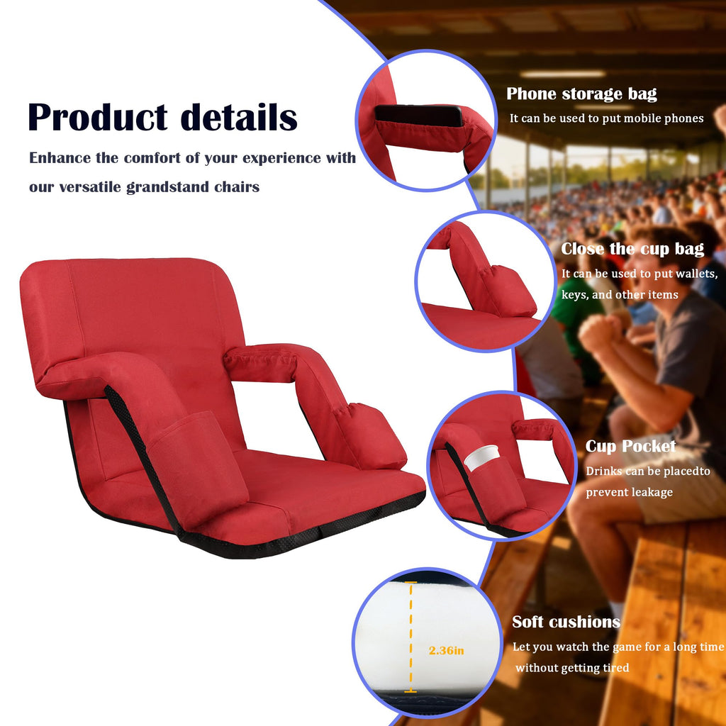 Reclining Bleacher Chair with Back Support Y125