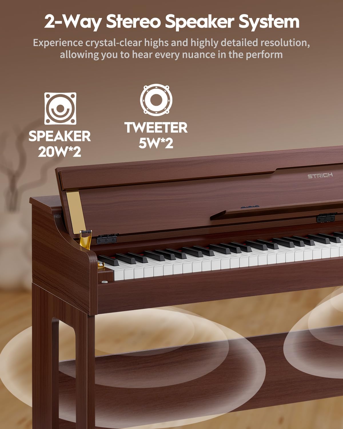 88 Keys Hammer-Action Fully Weighted Digital Piano with Furniture Stand D323