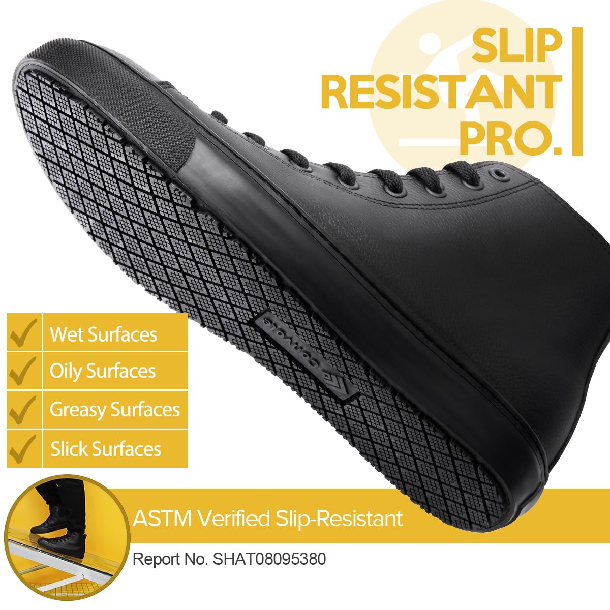 Black Waterproof Non-Slip Leather Work Shoes B476