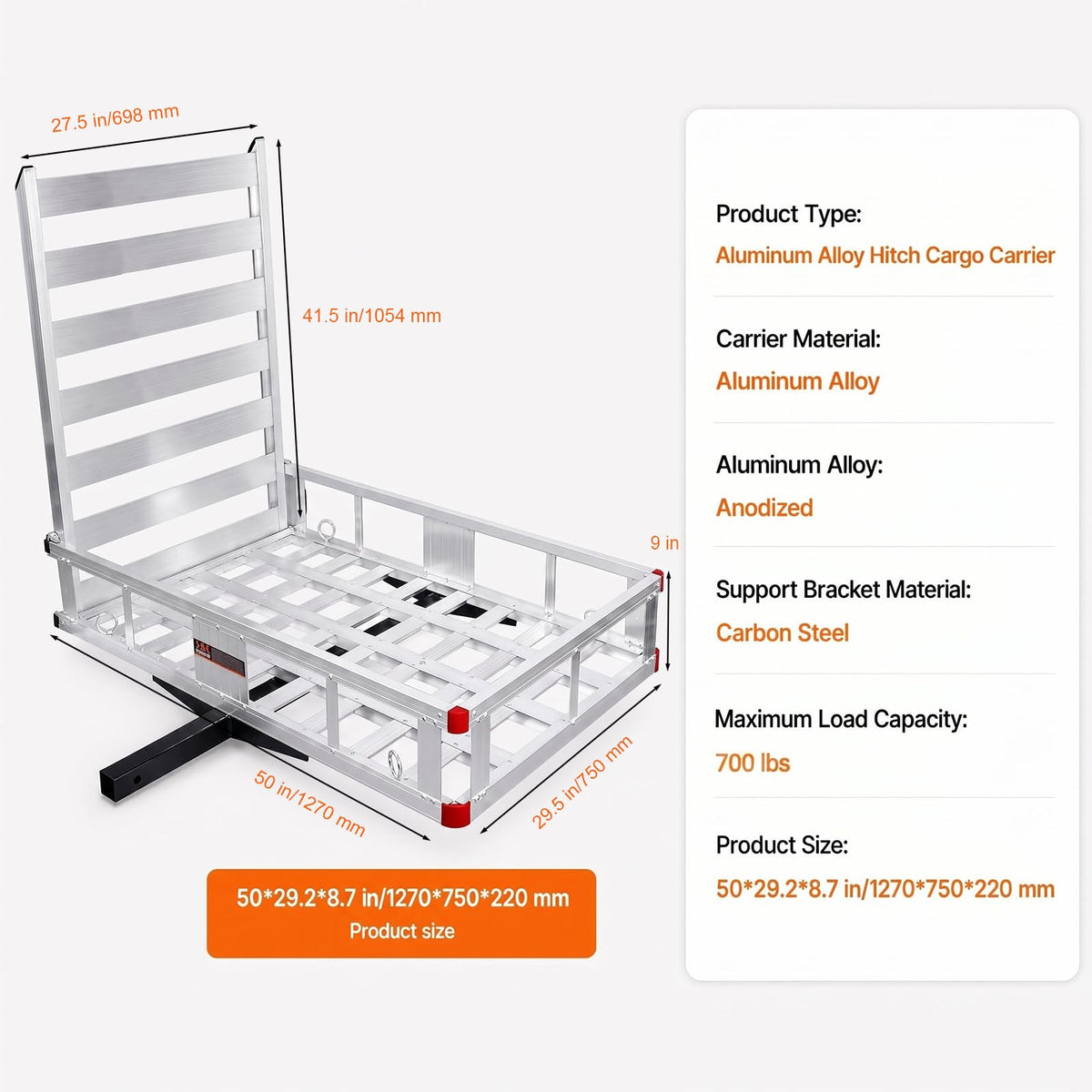 700 lbs Hitch Cargo Carrier with Folding Ramp U41019