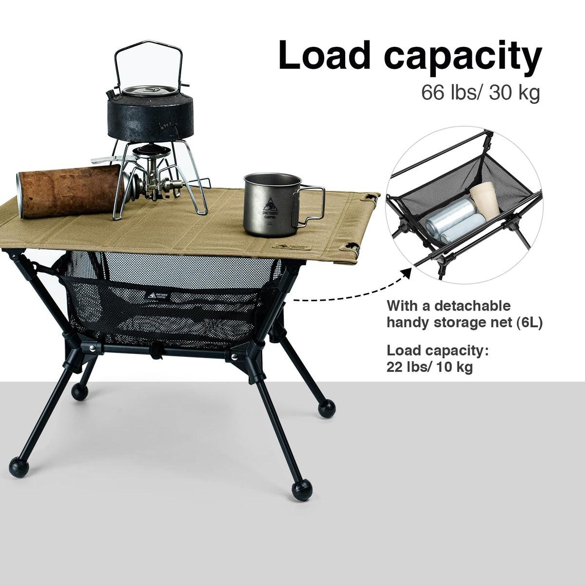Lightweight Portable Folding Camping Table with Mesh Storage Net F443