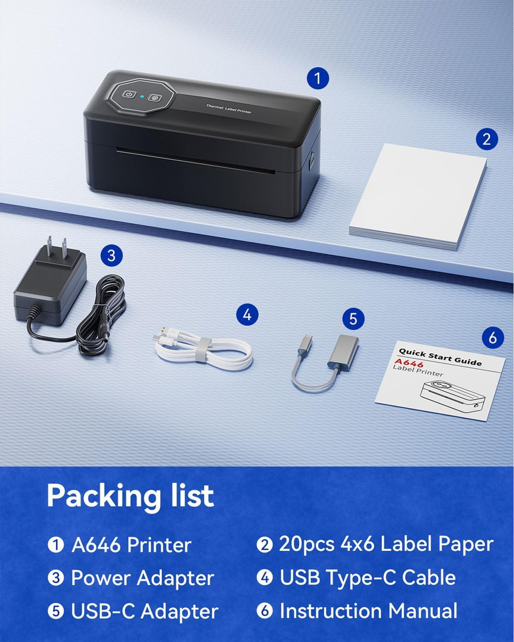 Bluetooth Thermal 4x6 Label Printer U54302