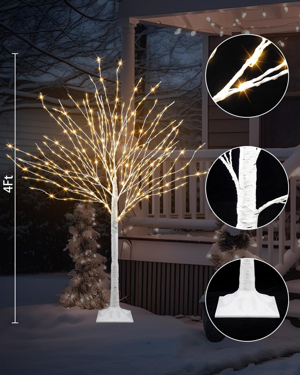 4 FT Lighted Artificial White Birch Tree with 432 LED Timer K868