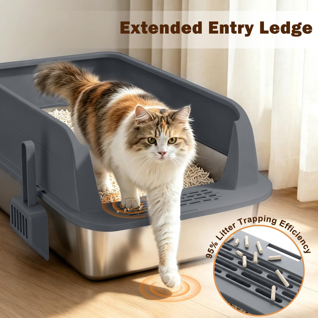 XL Stainless Steel Litter Box with Lid W661271