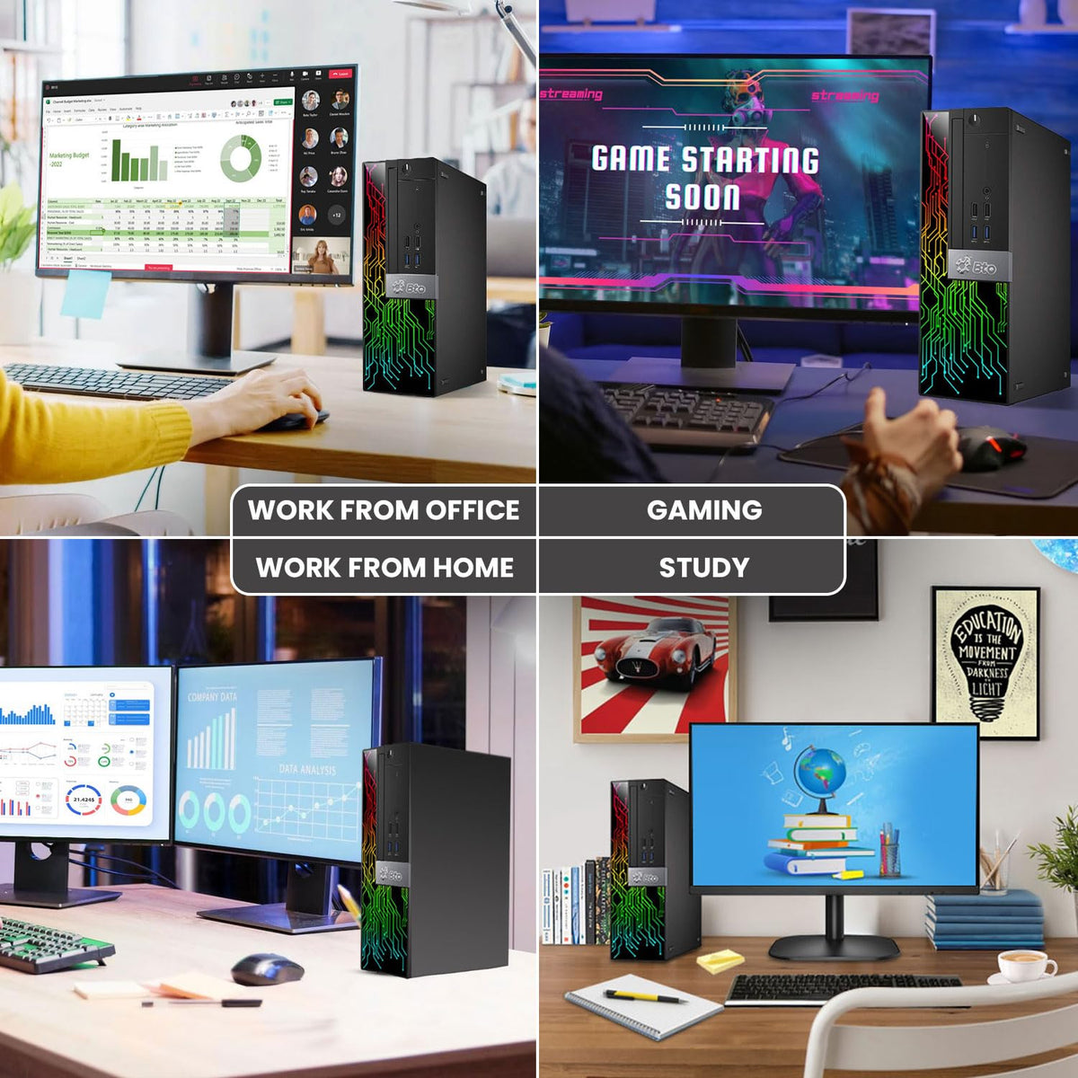 SFF Desktop Computer Intel Core i5 16GB RAM 128GB SSD 500GB HDD GT 1030 Gaming PC U14896