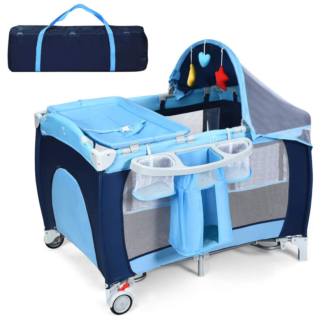 4-in-1 Portable Baby Playard with Bassinet and Changing Table E2452