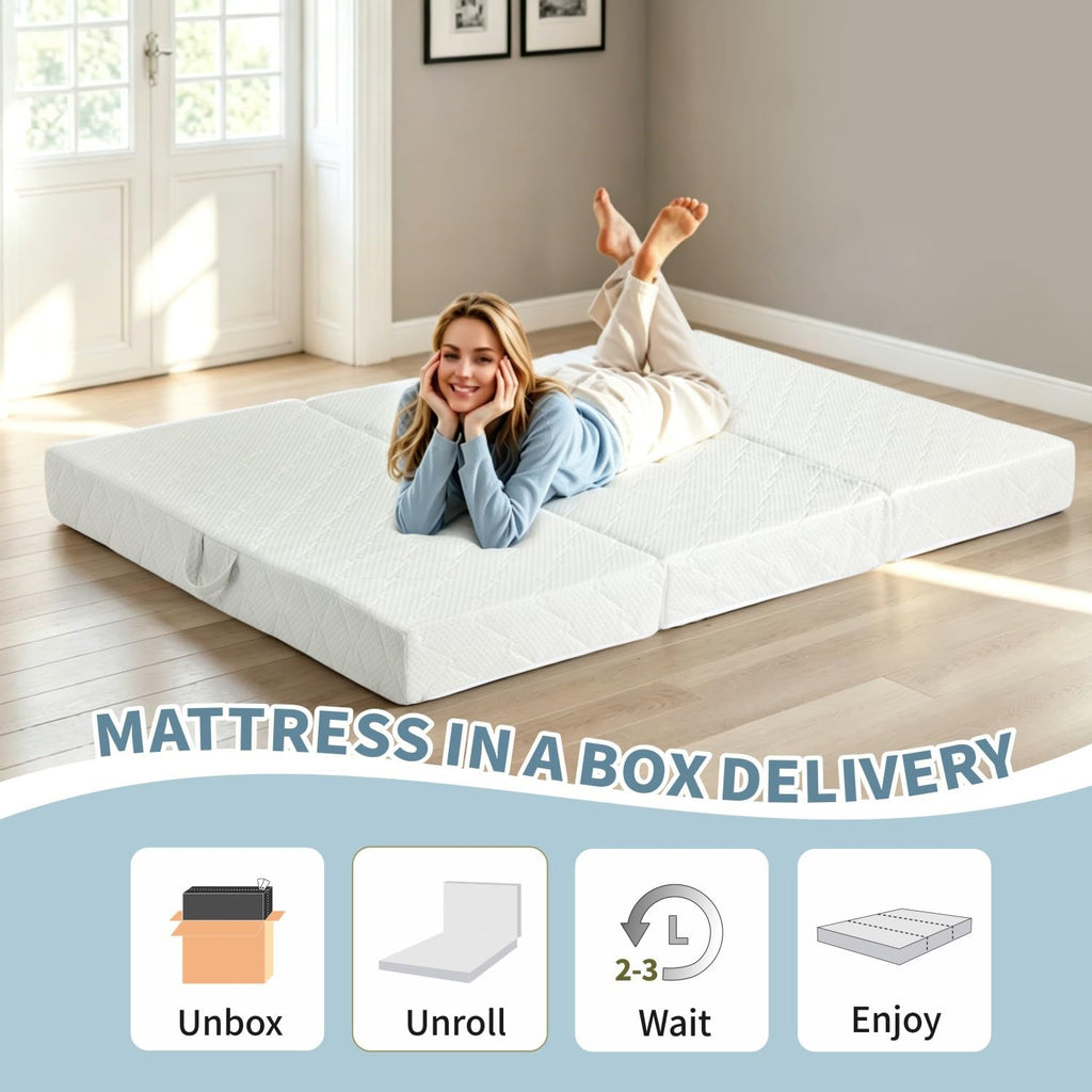 Queen Size Folding Memory Foam Tri-fold Mattress J1523