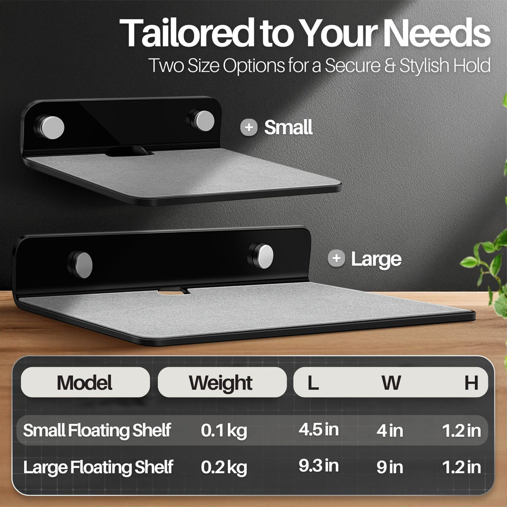 Black Acrylic 9 Inch 2 Pack Floating Speaker Shelf Wall Mount K31065