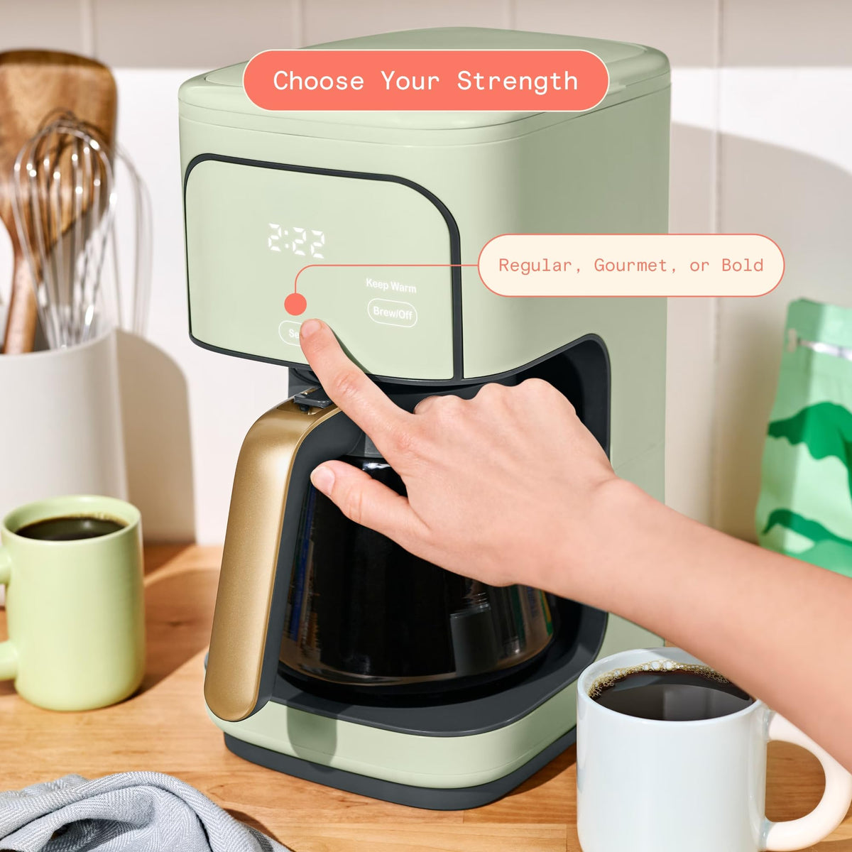 Sage Green 12-Cup Programmable Drip Coffee Maker O8322