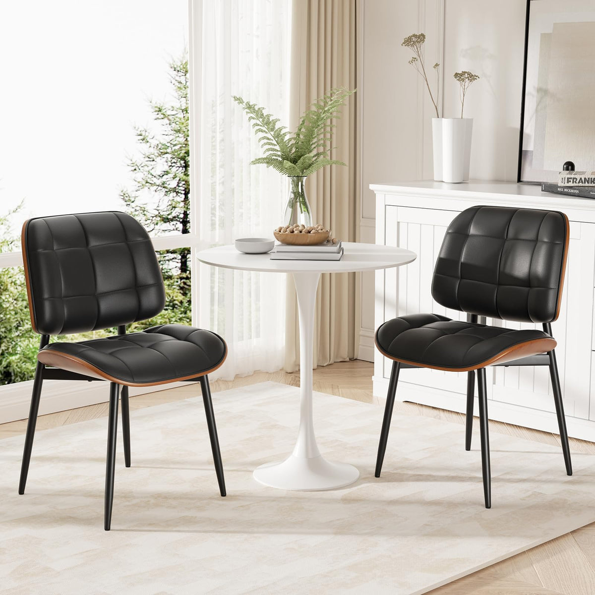 Black Faux Leather Dining Chairs Set of 4 J898