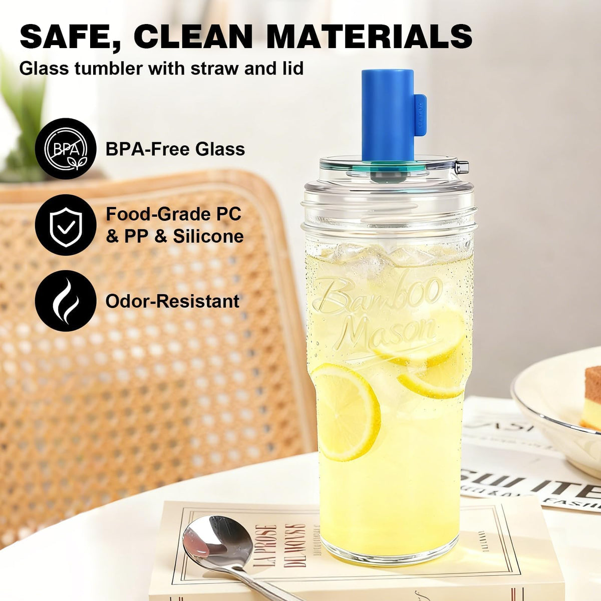 Glass Cups with Lids and Straws 24oz F1903