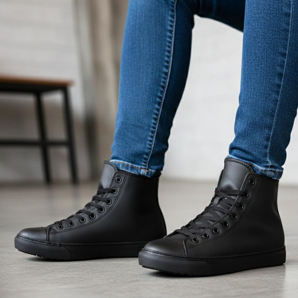 Black Waterproof Non-Slip Leather Work Shoes B476