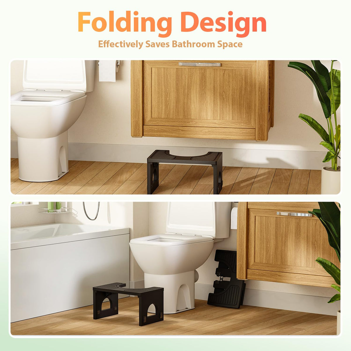Folding Toilet Stool 7"&9" Adjustable Black K11792