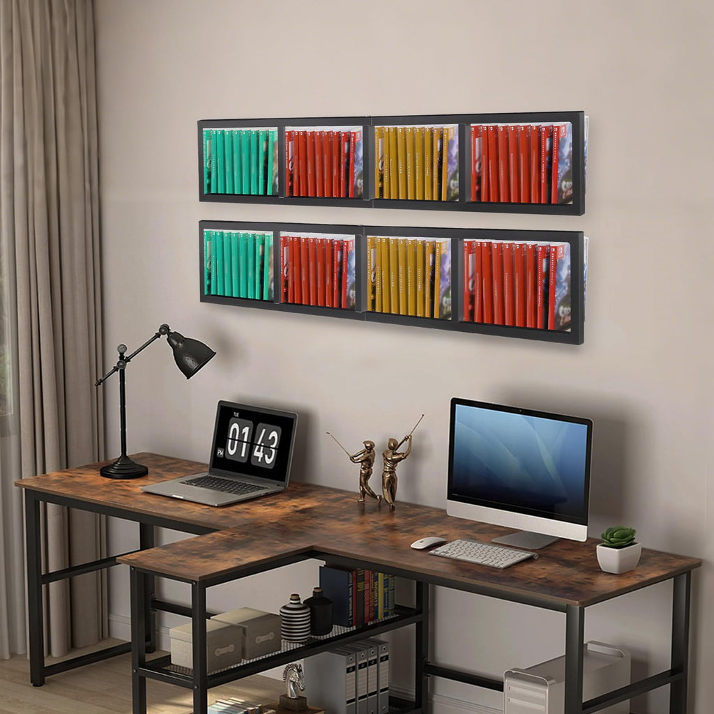 Black 2 Pcs 34Inch Metal Media Storage Rack Y905