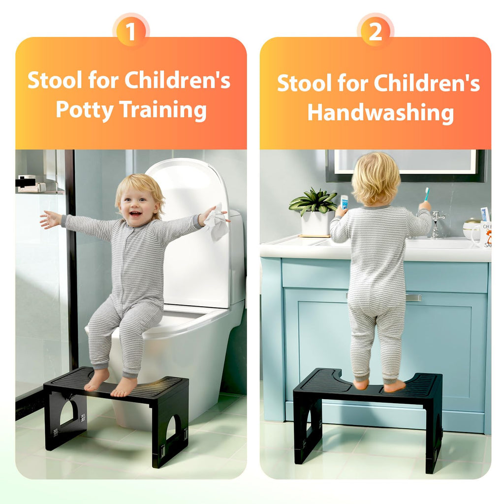 Folding Toilet Stool 7"&9" Adjustable Black K11792