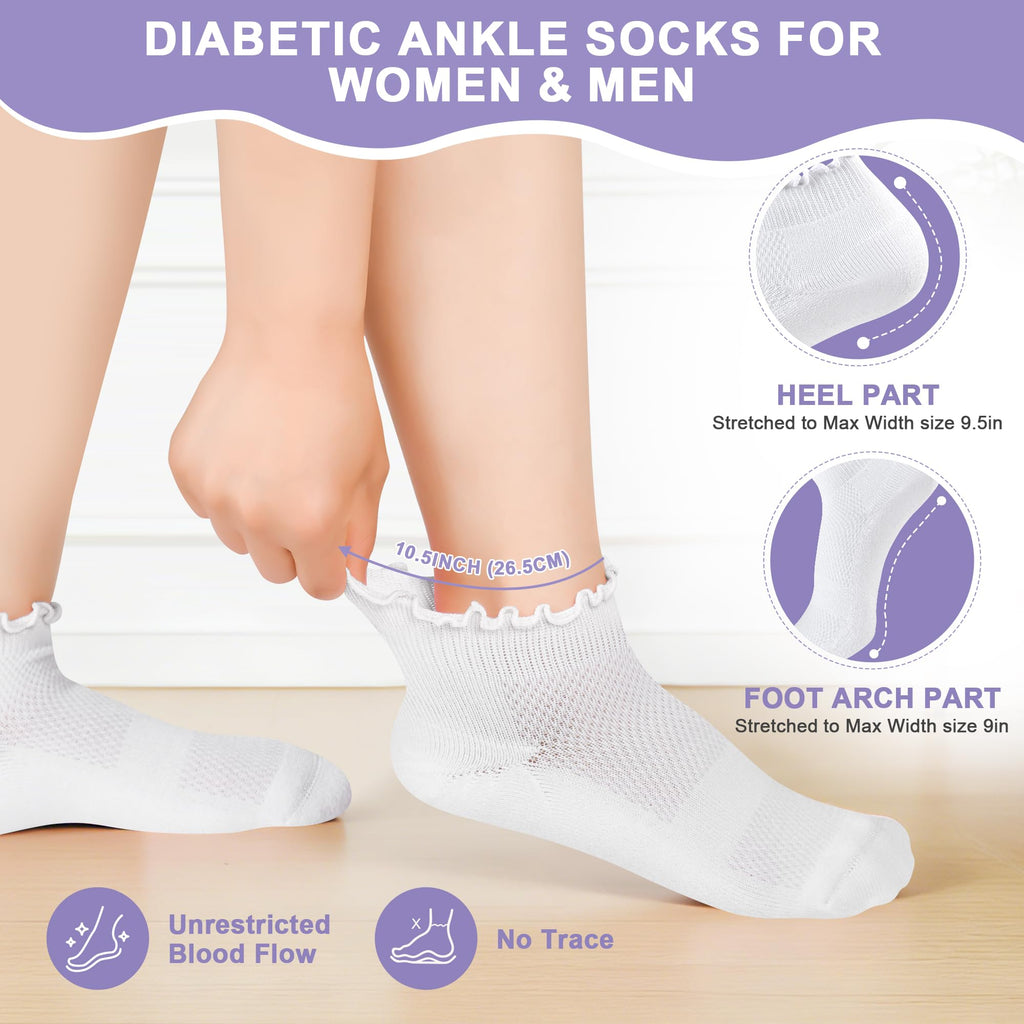 6 Pairs Low Cut Non Binding Ankle Socks U729