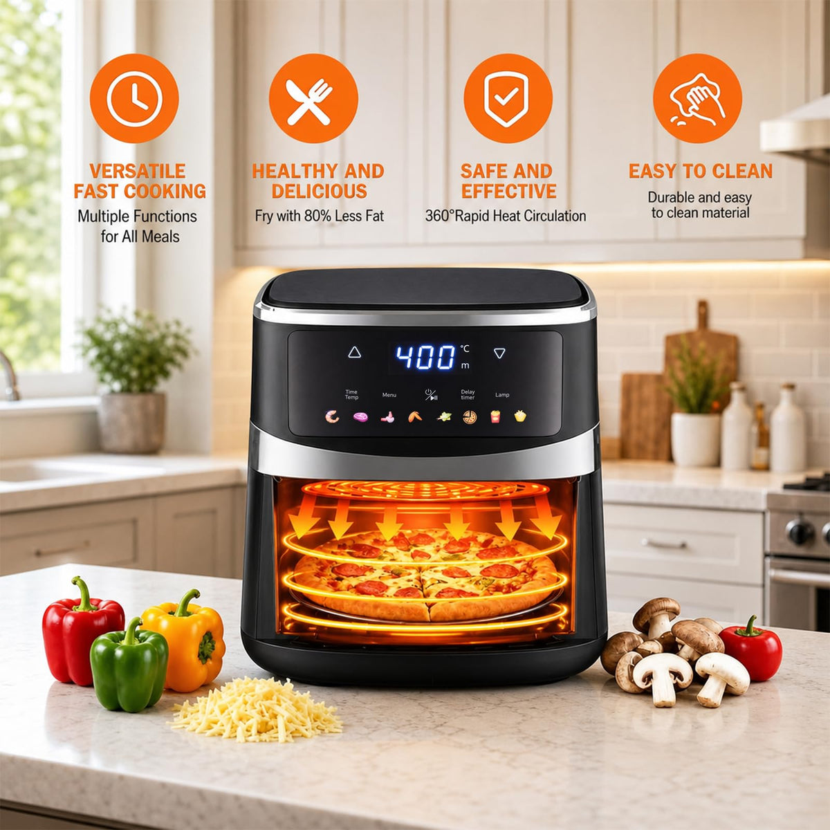 6QT Digital Air Fryer with Touchscreen Y648