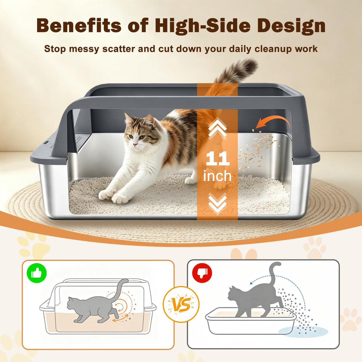 XL Stainless Steel Litter Box with Lid W661271