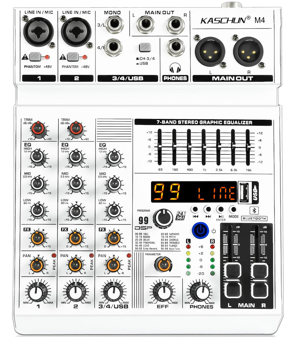 4-Channel Bluetooth Audio Mixer with XLR USB Interface L480759