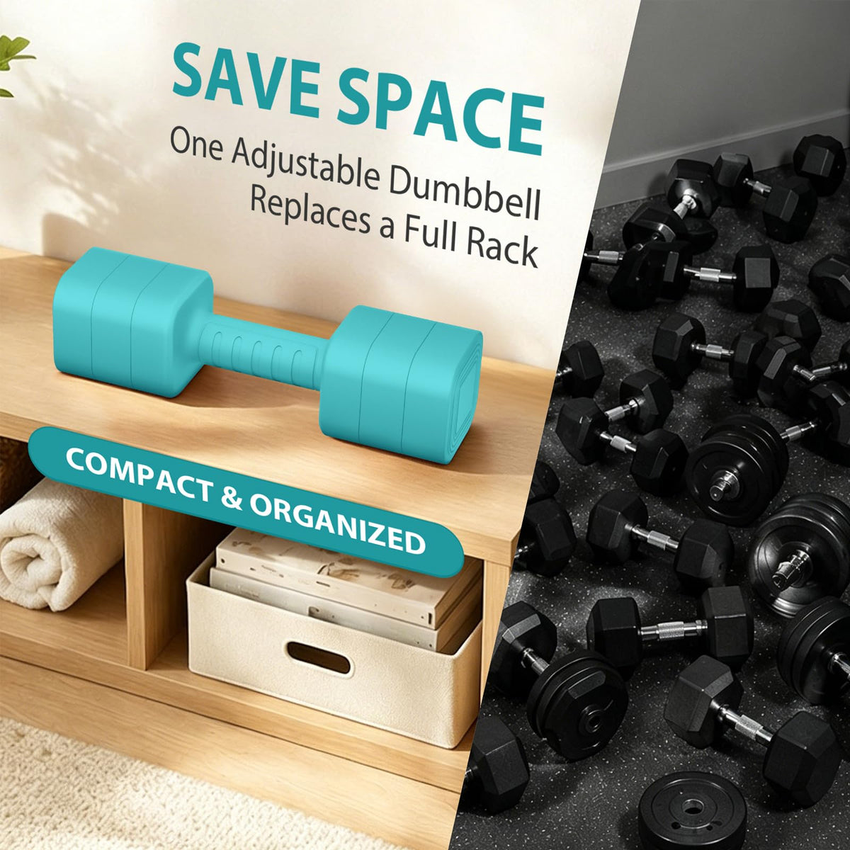 Adjustable Dumbbell Set of 2, 2.2-20LB Free Weights with Anti-slip Handle C9016