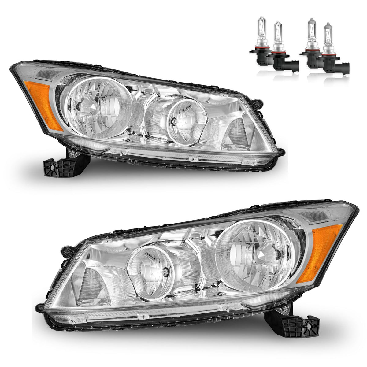 Headlights Assembly for 2008-2012 Honda Accord 4Dr Chrome Housing Q291591
