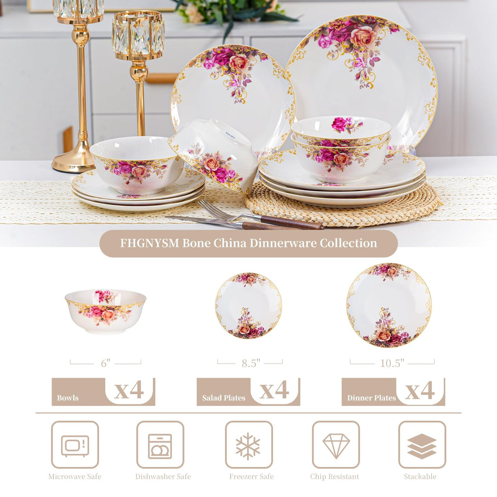 White 12 Piece Porcelain Dinnerware Set P2890