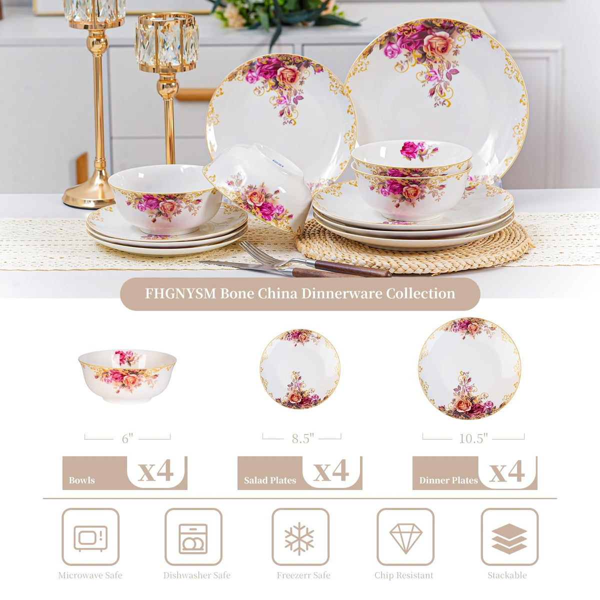 White 12 Piece Porcelain Dinnerware Set P2890