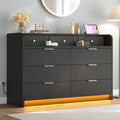 Black 9 Drawer Wood Dresser T682988