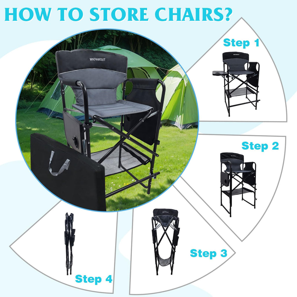 Tall Folding Director Chair with Side Table Carry Bag C47983