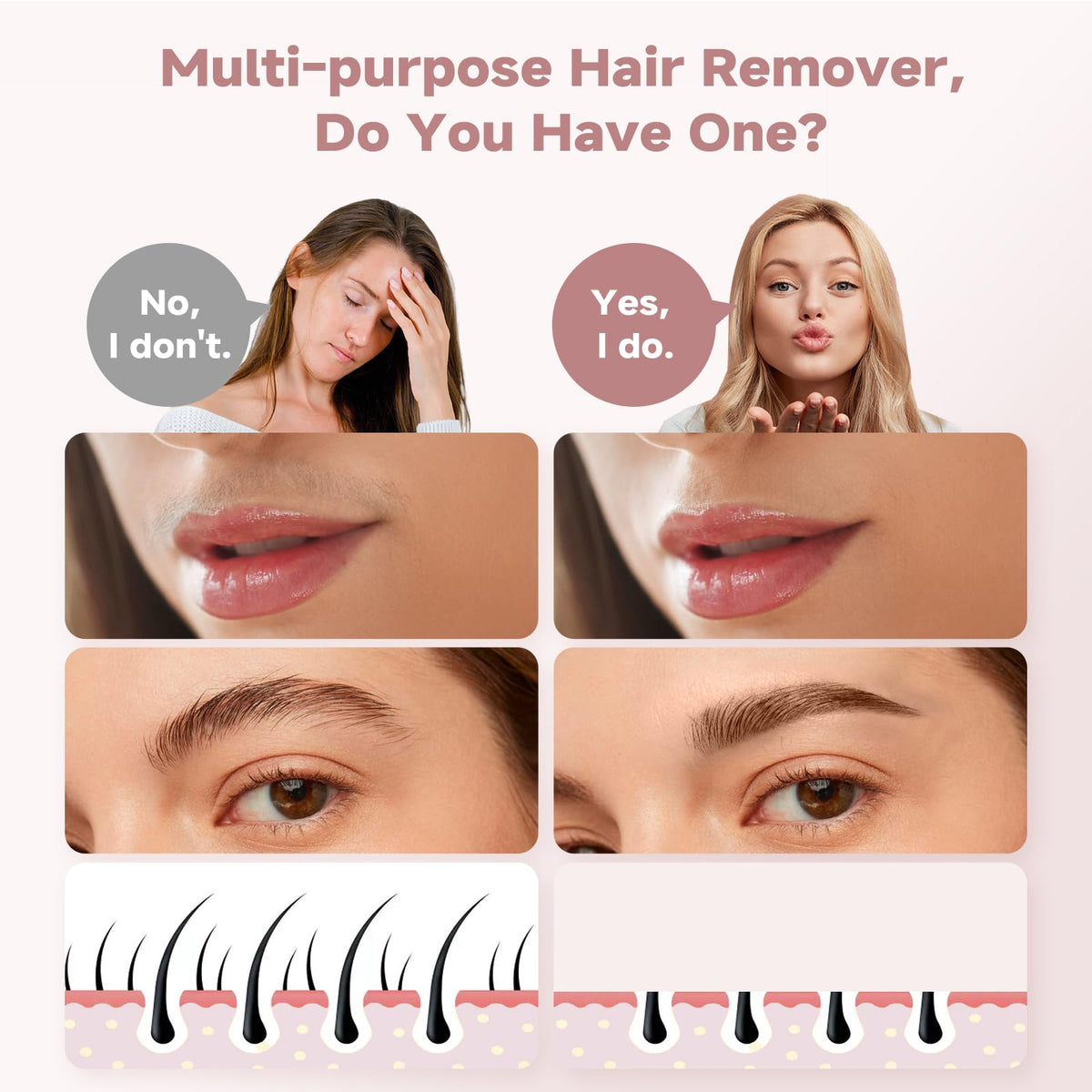 2-in-1 Electric Facial Hair Removal & Eyebrow Shaver with Mirror Light B83731