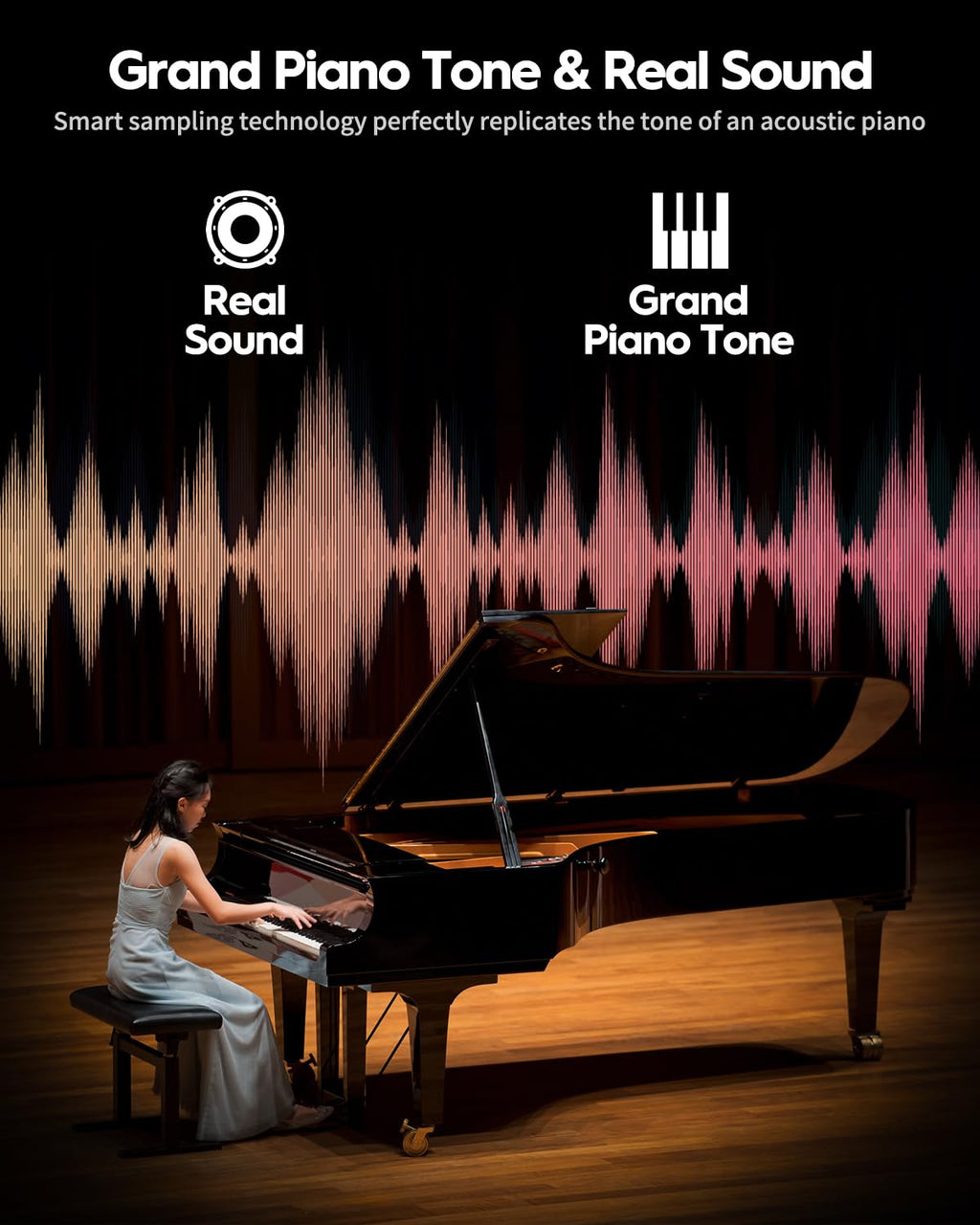 88 Keys Hammer-Action Fully Weighted Digital Piano with Furniture Stand D323