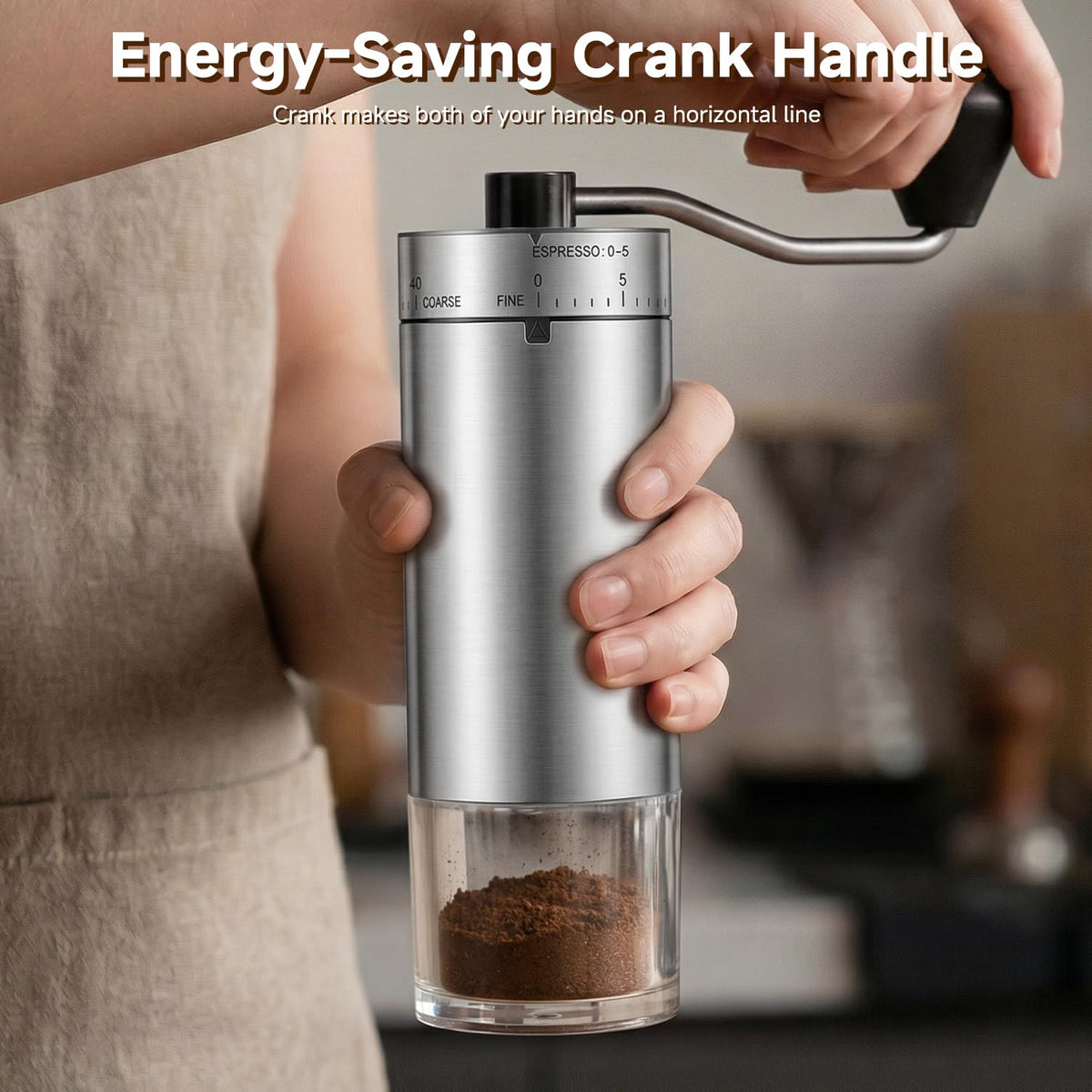 Manual Stainless Steel Conical Burr Coffee Grinder with Hand Crank G194361