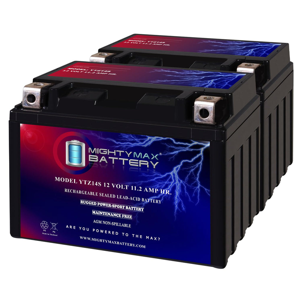 12 Volt 11.2 AH 230 CCA Rechargeable Maintenance Free SLA AGM Motorcycle Battery Pack of 2 E99501
