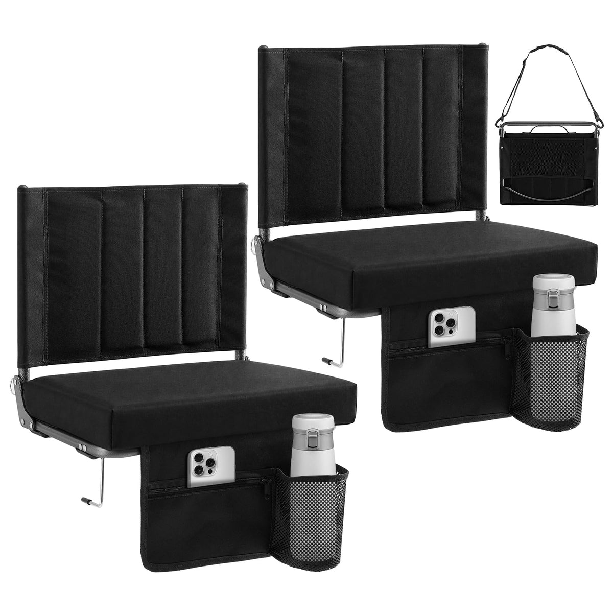 Stadium Seats with Back Support 2 Pack, Black E881143