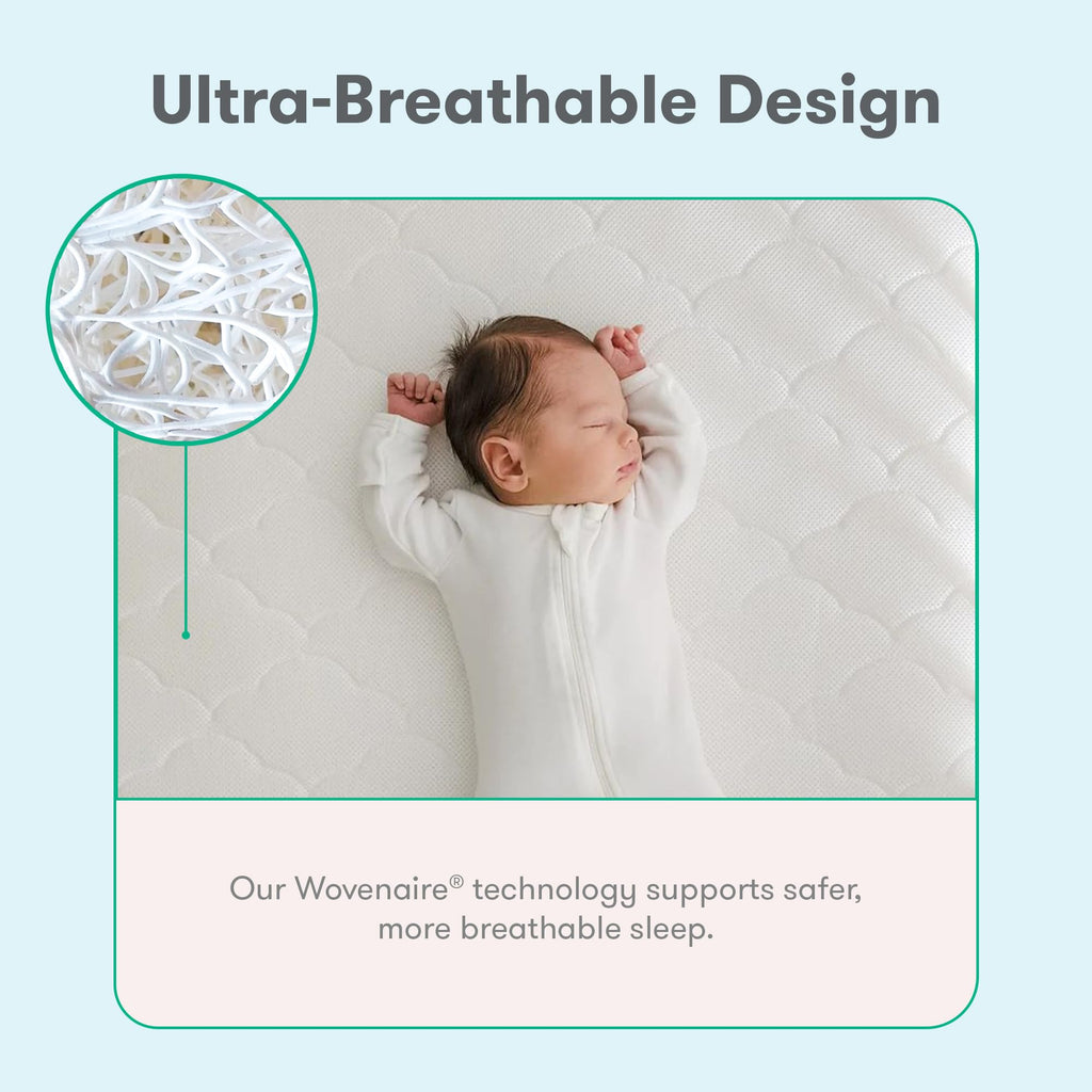 Grey Breathable Washable Crib Mattress & Toddler Bed J3372