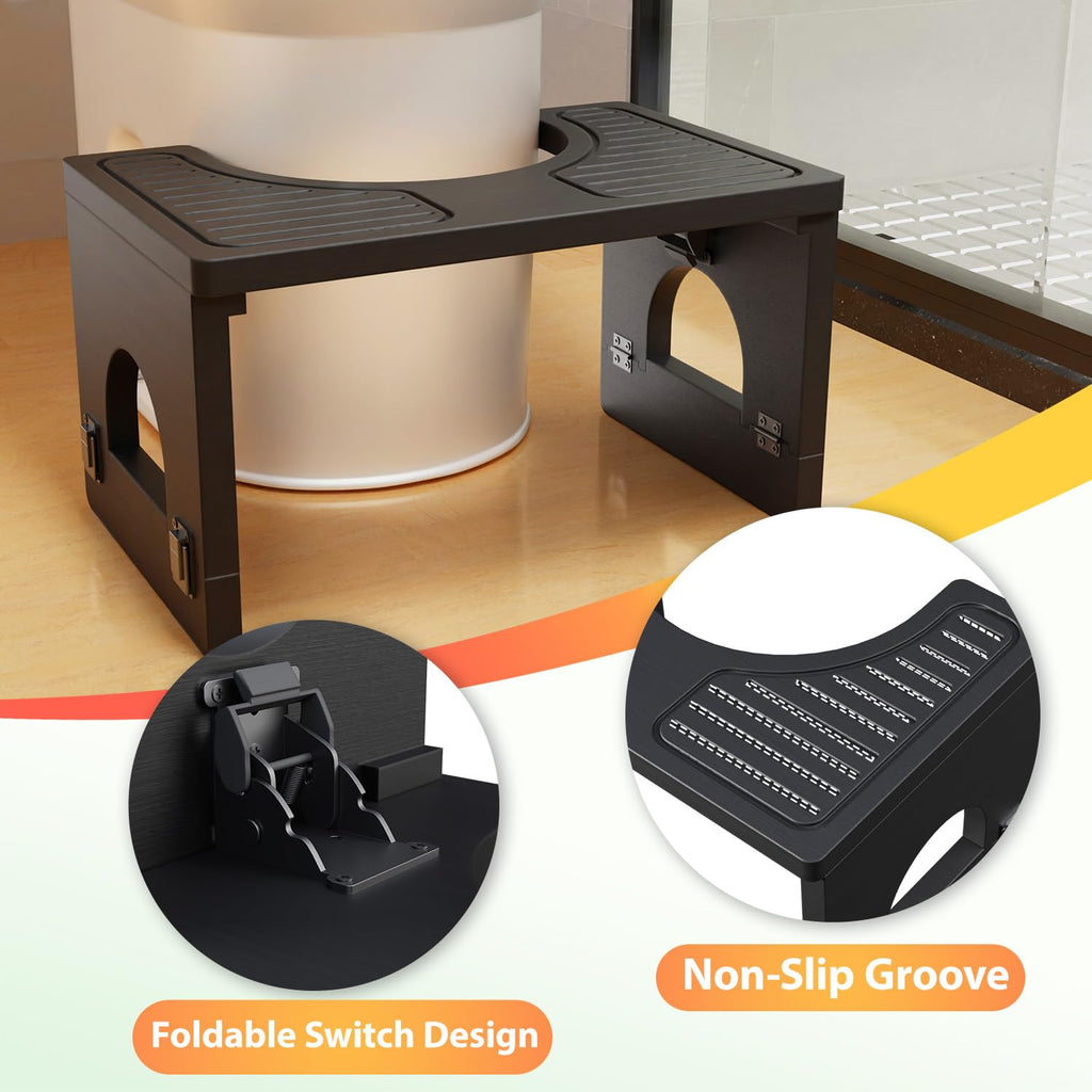 Folding Toilet Stool 7"&9" Adjustable Black K11792