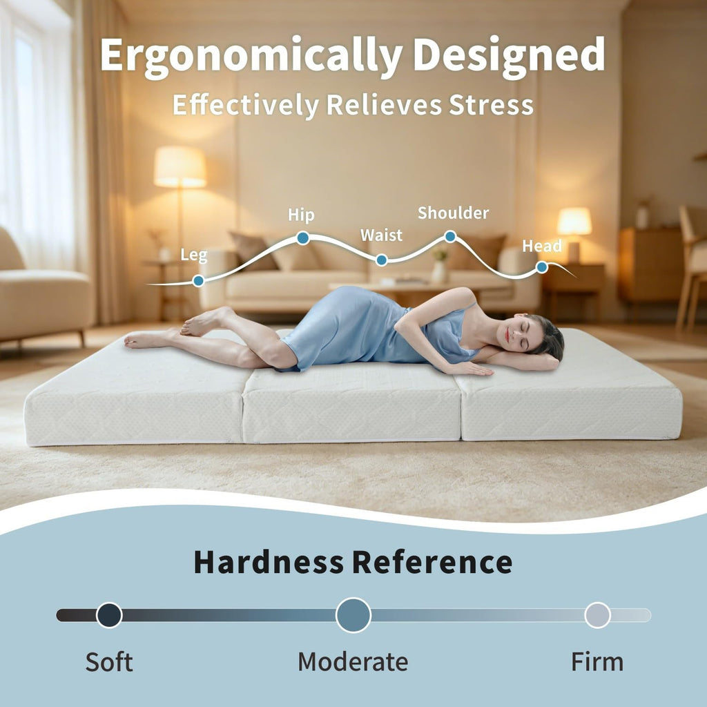Queen Size Folding Memory Foam Tri-fold Mattress J1523