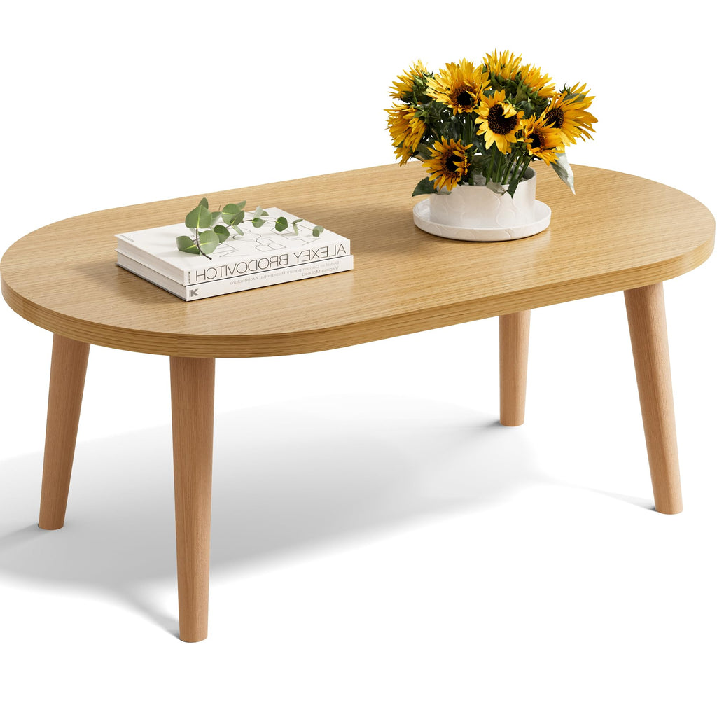 Small Oval Coffee Table with Solid Wood Legs Z897833